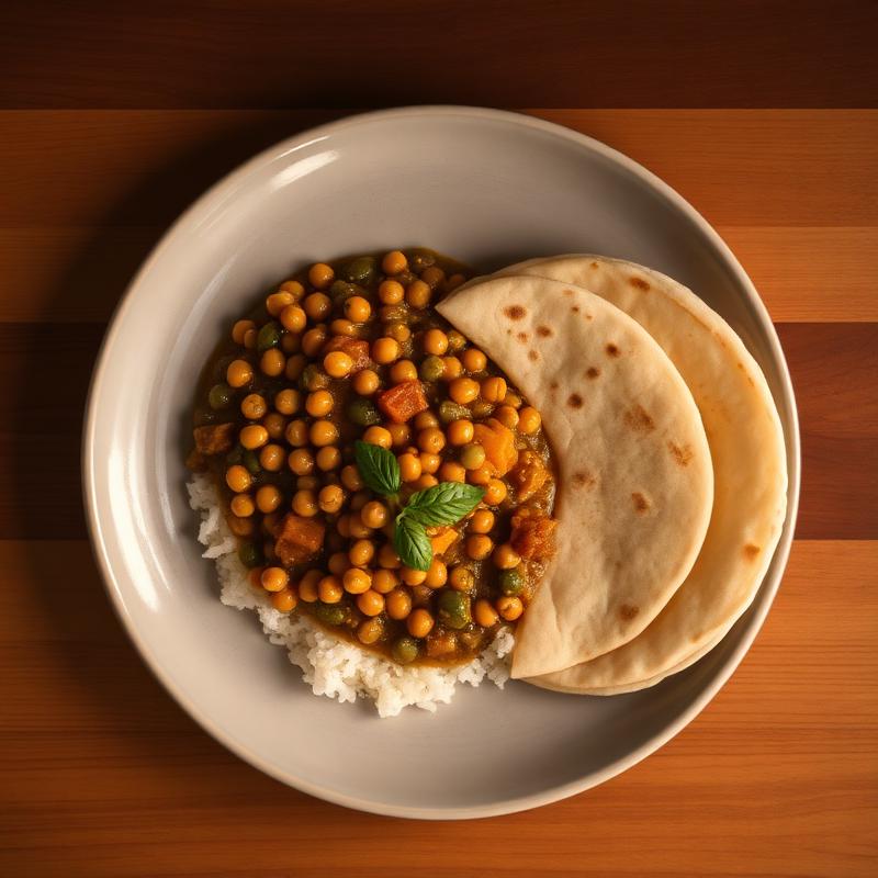 Green peas stew served with chapati flatbread.