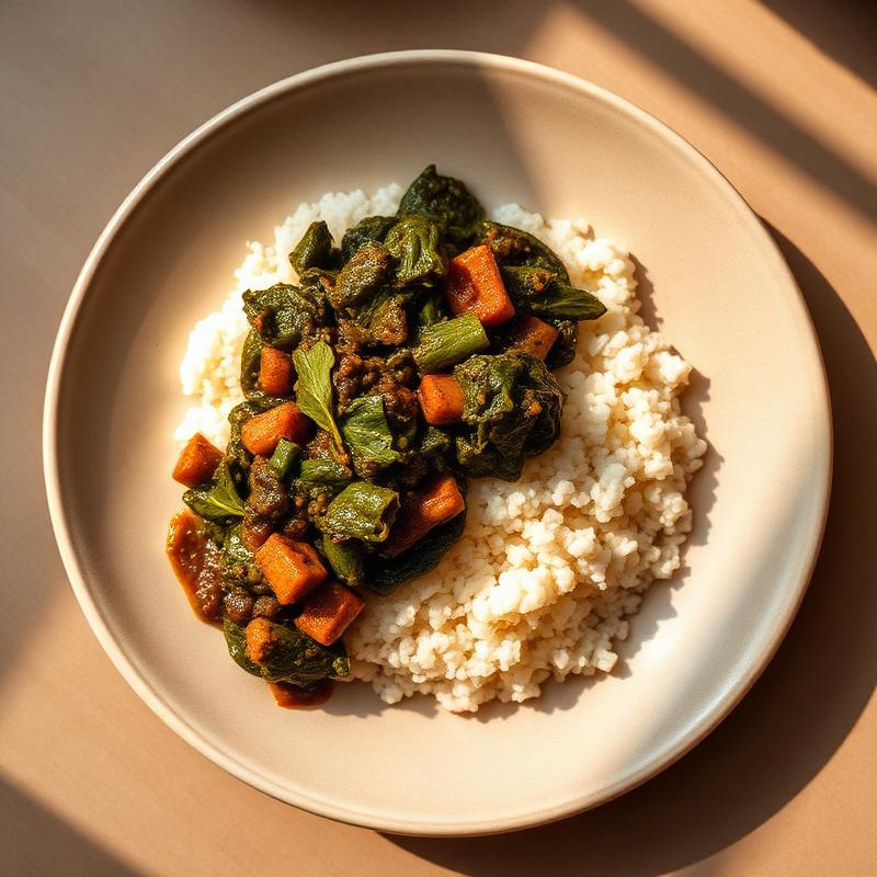 Ugali served with sautéed greens.